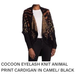 Vertigo Cocoon Eyelash Knit Animal Print Cardigan Nordstrom